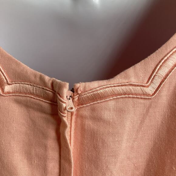 Vintage Talbots Peach Embroidered Linen Midi Dress Size 4 Spring Cottagecore - Picture 12 of 13